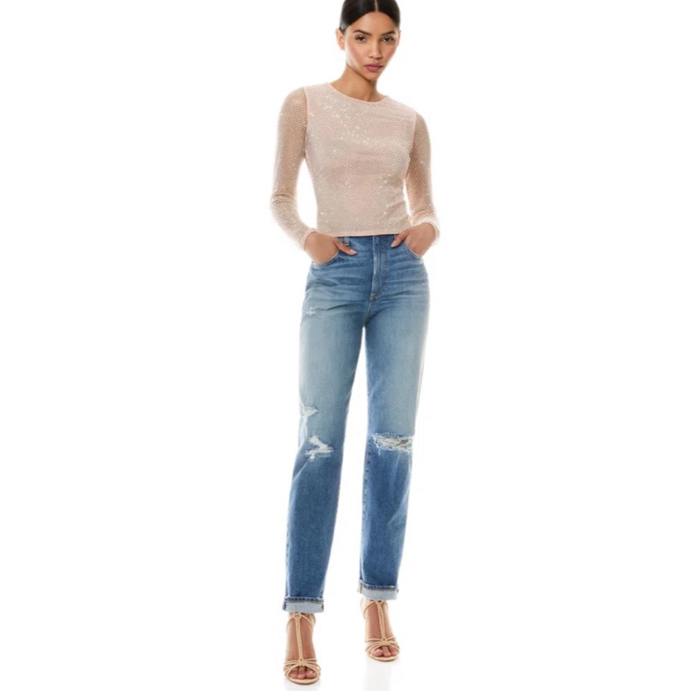 Alice + Olivia Katerina High Waist Baggy Distressed Jean